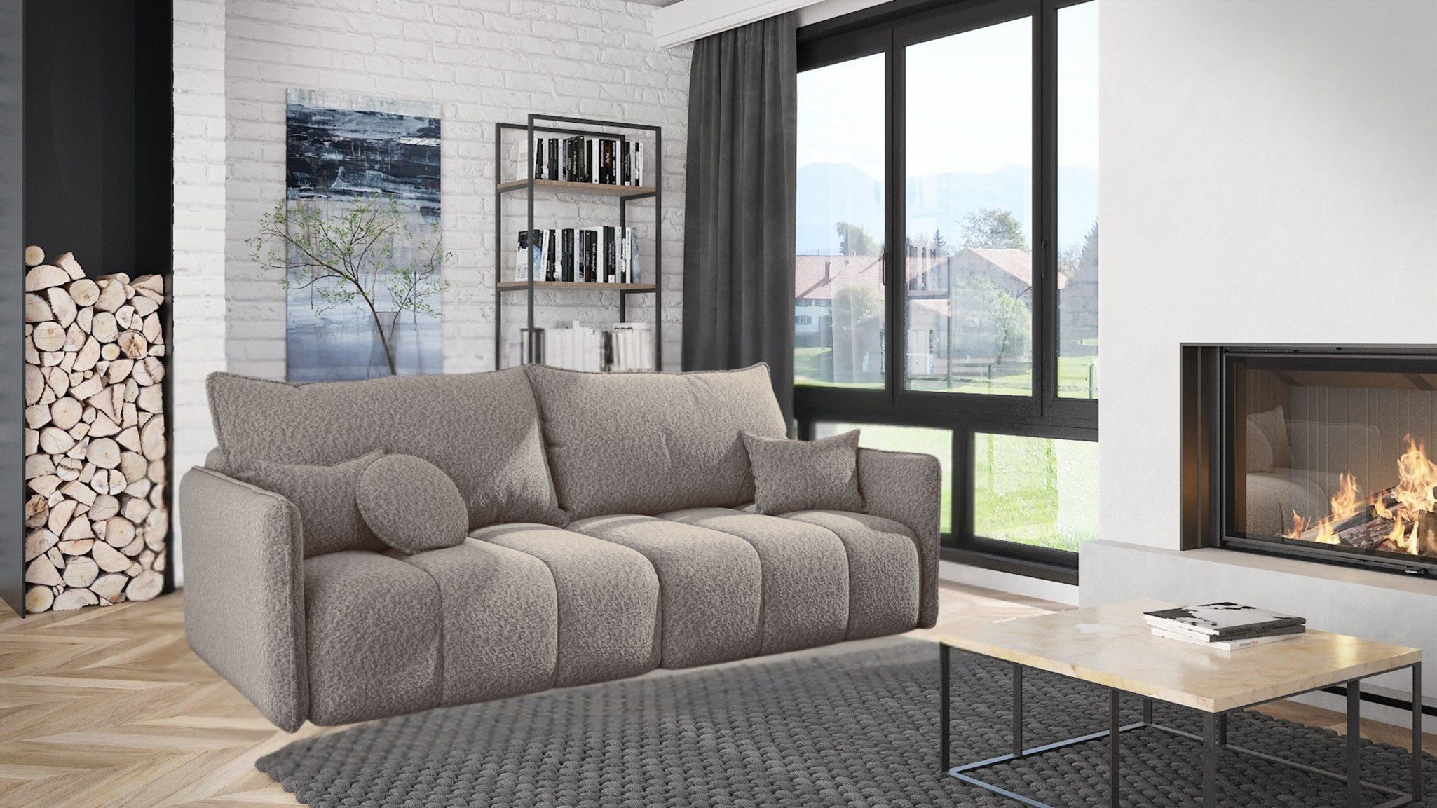 Fun Möbel 3-Sitzer Sofa MORGANO mit Schlaffunktion in Stoff Abriamo, mit Bettkasten