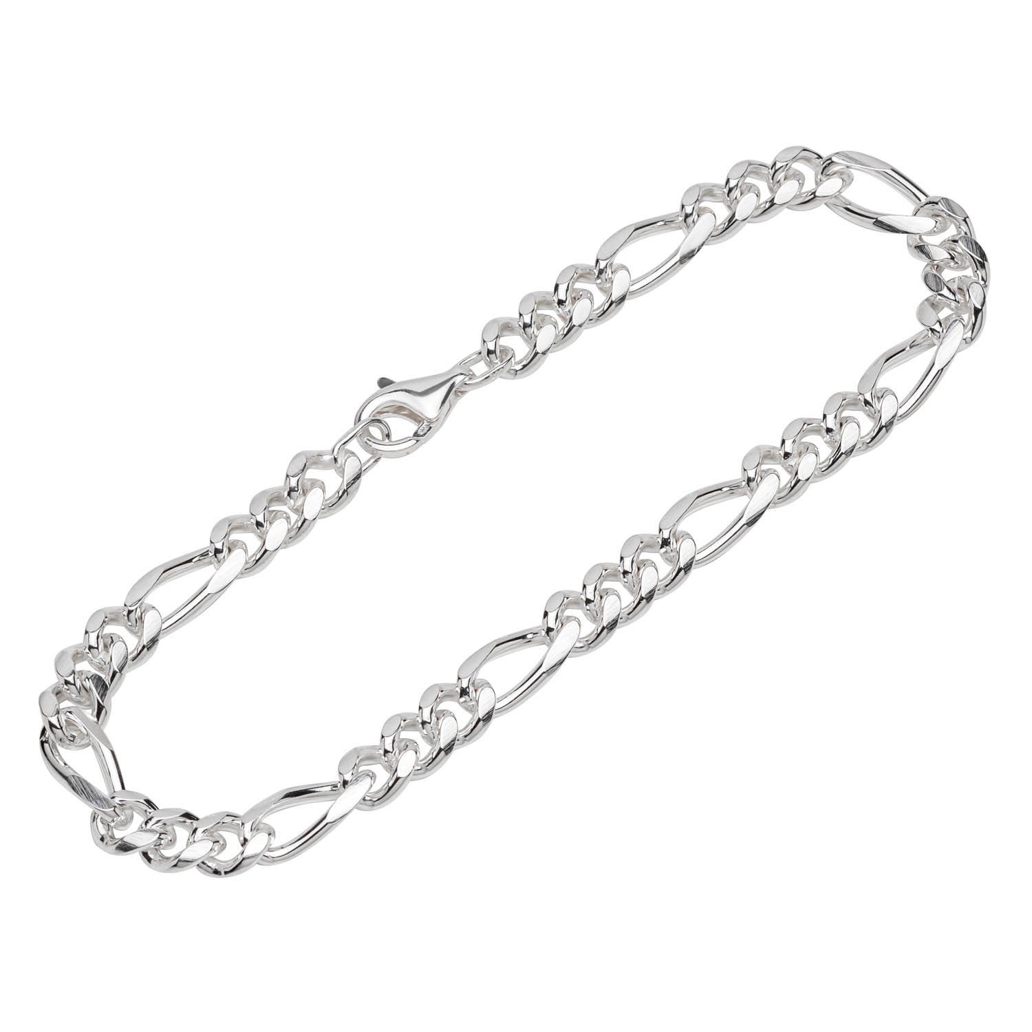 NKlaus Silberarmband Armband 925 in 23cm Stück), Germany Made Panzerkett Sterling Figaro Silber (1