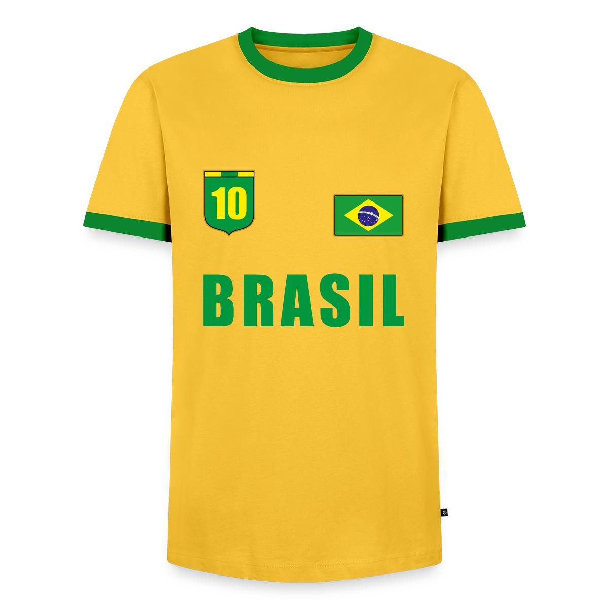 Spreadshirt T-Shirt Brasilien 10 Fußball Fanlook Trikot Männer Kontrast T-Shirt (1-tlg)