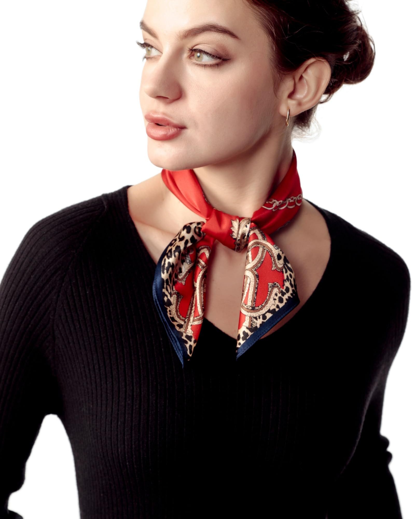 FOUORTUNATE-BEE Nickituch Quadratisches Nickituch Damen, Elegantes Nickituch als Damen Schal und Accessoire