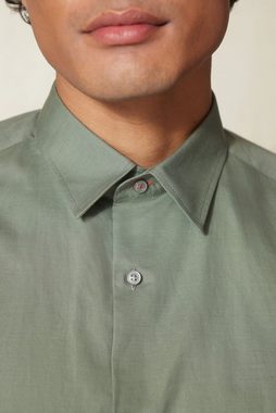 Next Langarmhemd Hemd aus Leinengemisch mit Besatz – Slim Fit (1-tlg)