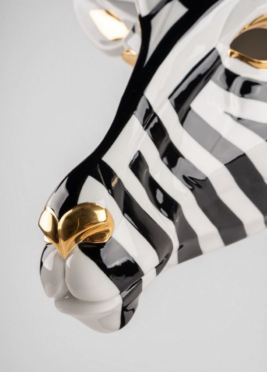 Casa Padrino - Made Luxus 39 in Schwarz Gold Casa Spain x Erstklassische Padrino Weiß - / Dekofigur Qualität Antilope H. 18 cm / x 57 Maske Porzellan Deko