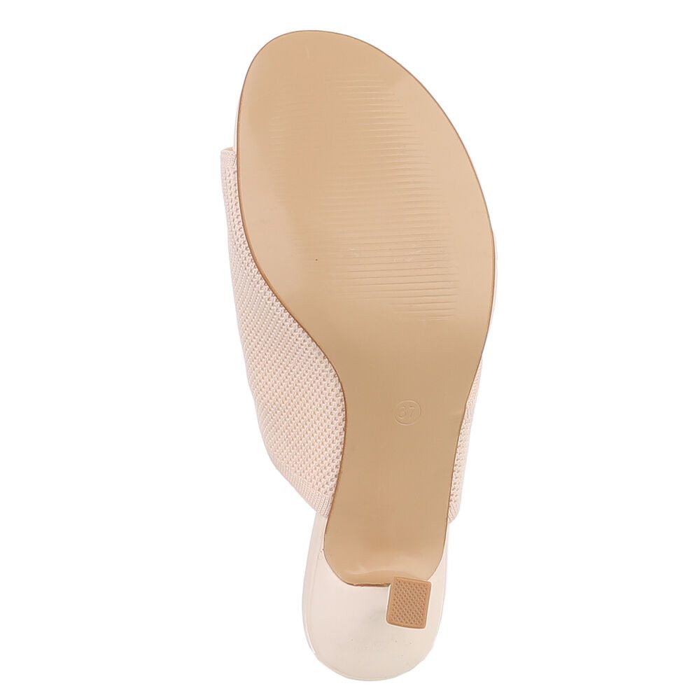 Ital-Design Damen Mule mit Absatz und offenem Design Zehentrenner (91895932) Pfennig-/Stilettoabsatz Sandalen & Sandaletten in Beige