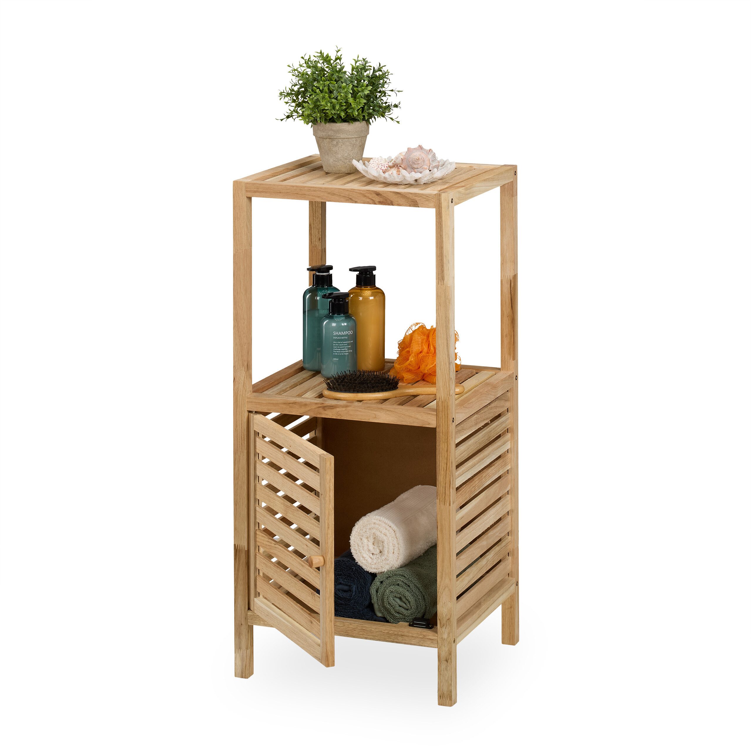 relaxdays Badregal Badezimmerregal mit Tür und 2 Ablagen günstig online kaufen