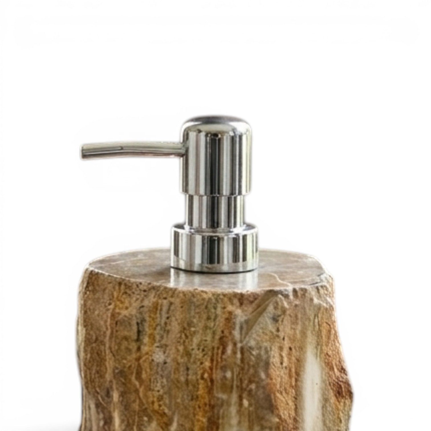 Kinaree Seifenspender Seifenspender versteinertes Holz natürlich rund Indonesien, Naturstein, versteinertes Holz, Rund, nachfüllbar, Naturprodukt