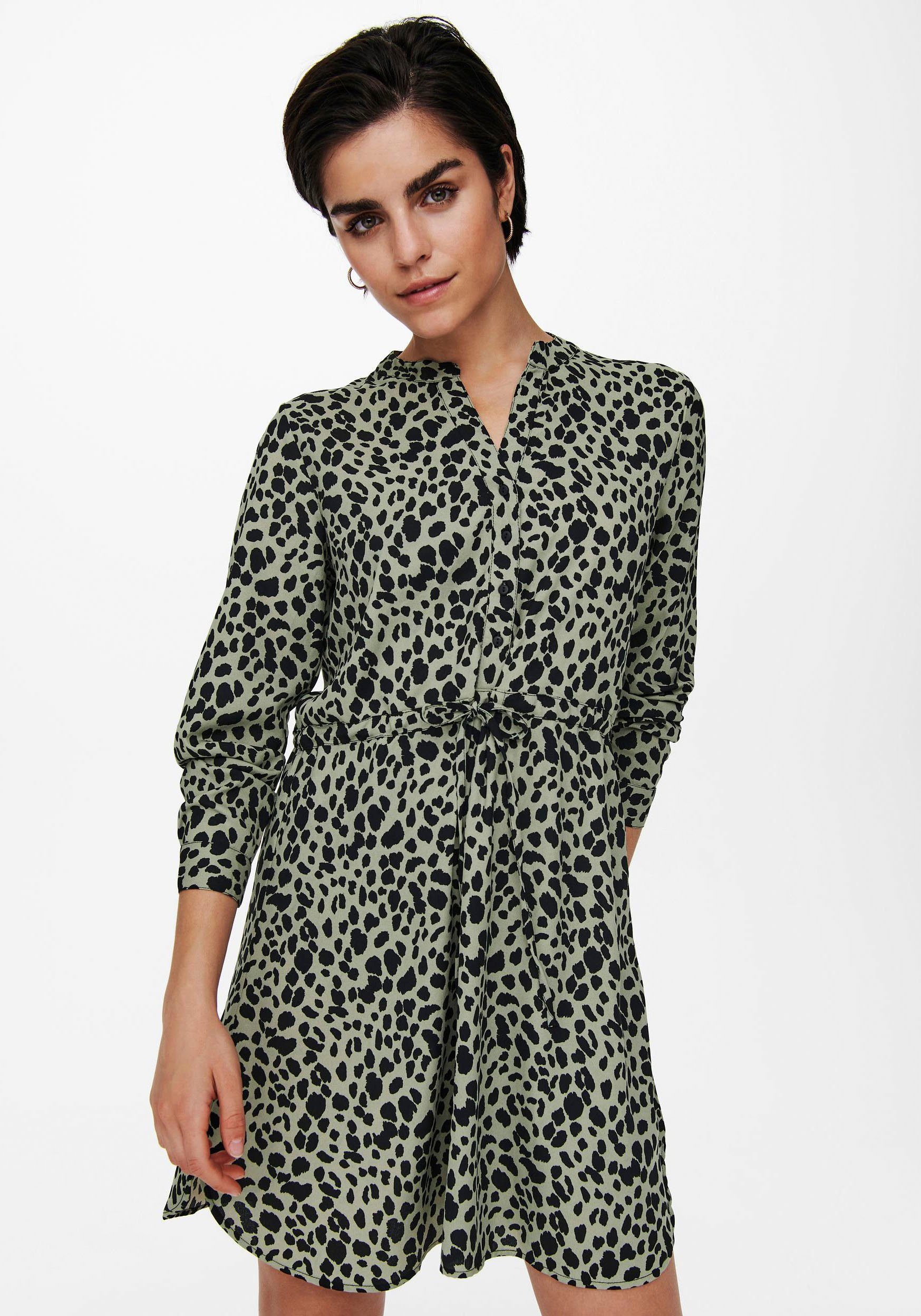 ONLY Druckkleid ONLCORY L/S V-NECK TUNIC Seagrass AOP ANIMAL