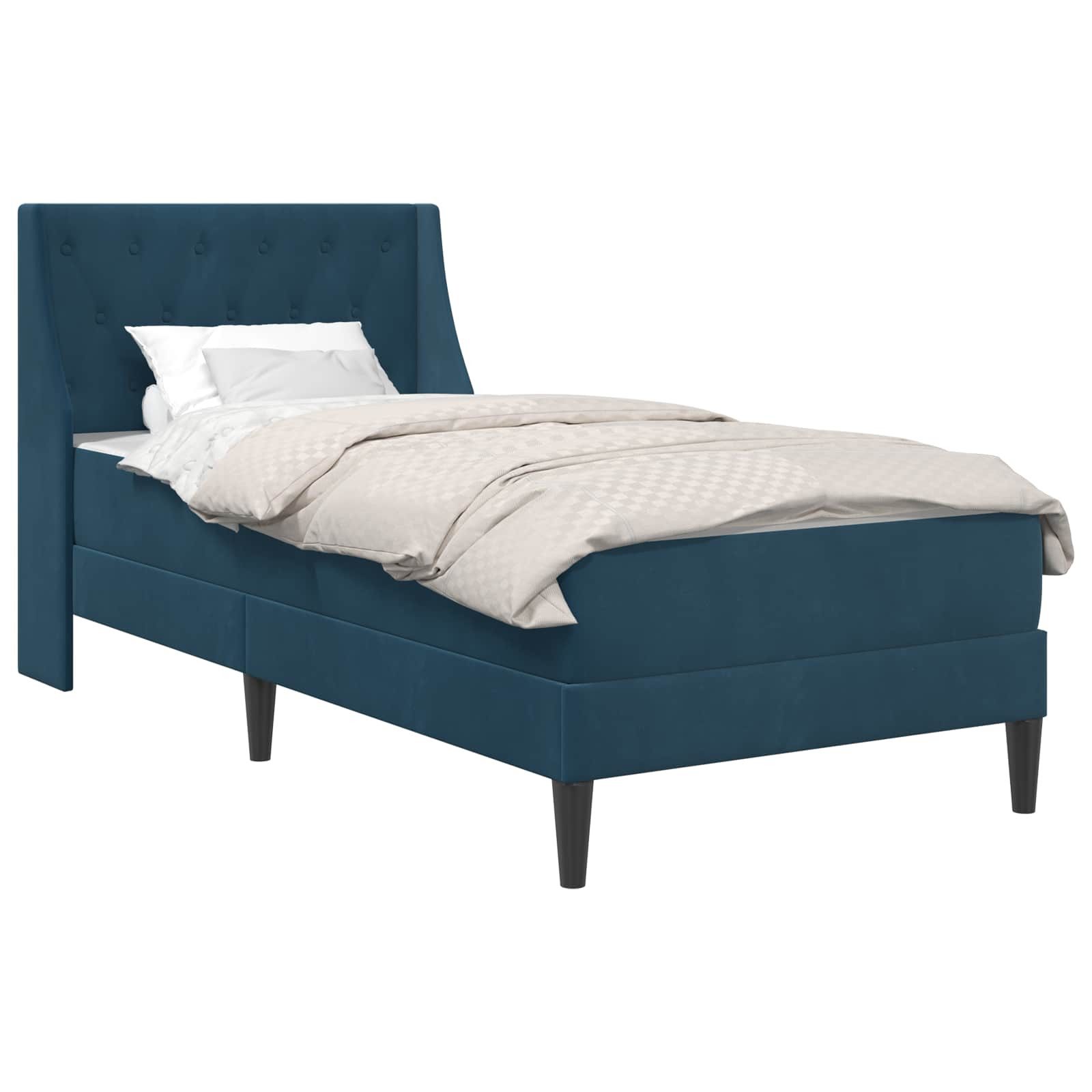 Boxspringmatratze Bettgestell mit Matratze mit Matratze Blau 80 x 200 cm Samt, vidaXL, 96 cm hoch