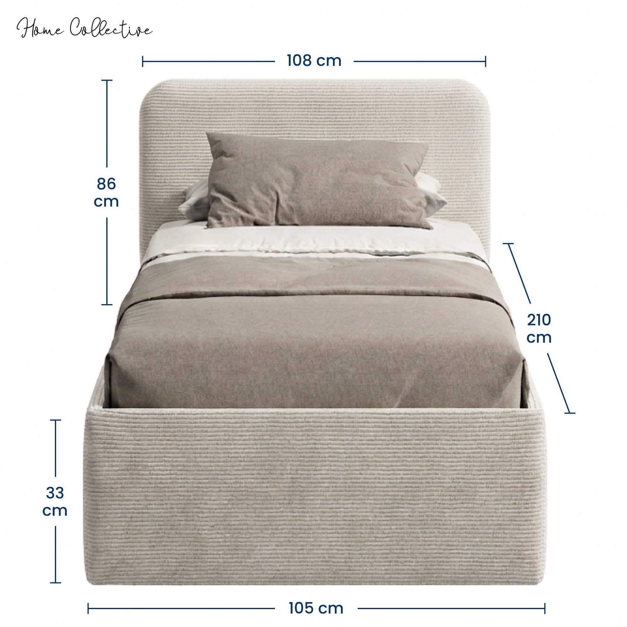 Home Collective Polsterbett Bett mit Stauraum, verstellbarem Lattenrost, viele Größen (Größen: 100x200 120x200 140x200 160x200 180x200 200x200, hochwertiger Kor – Bild 4 von 5