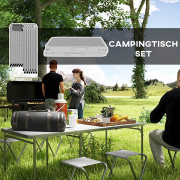 Outsunny Sitzgruppe Campingtisch Set Klappbar, (Camping Sitzgarnitur, 7-tlg., Campingtisch mit 6 Stühlen), für Picknick, Garten, Aluminium, Grau