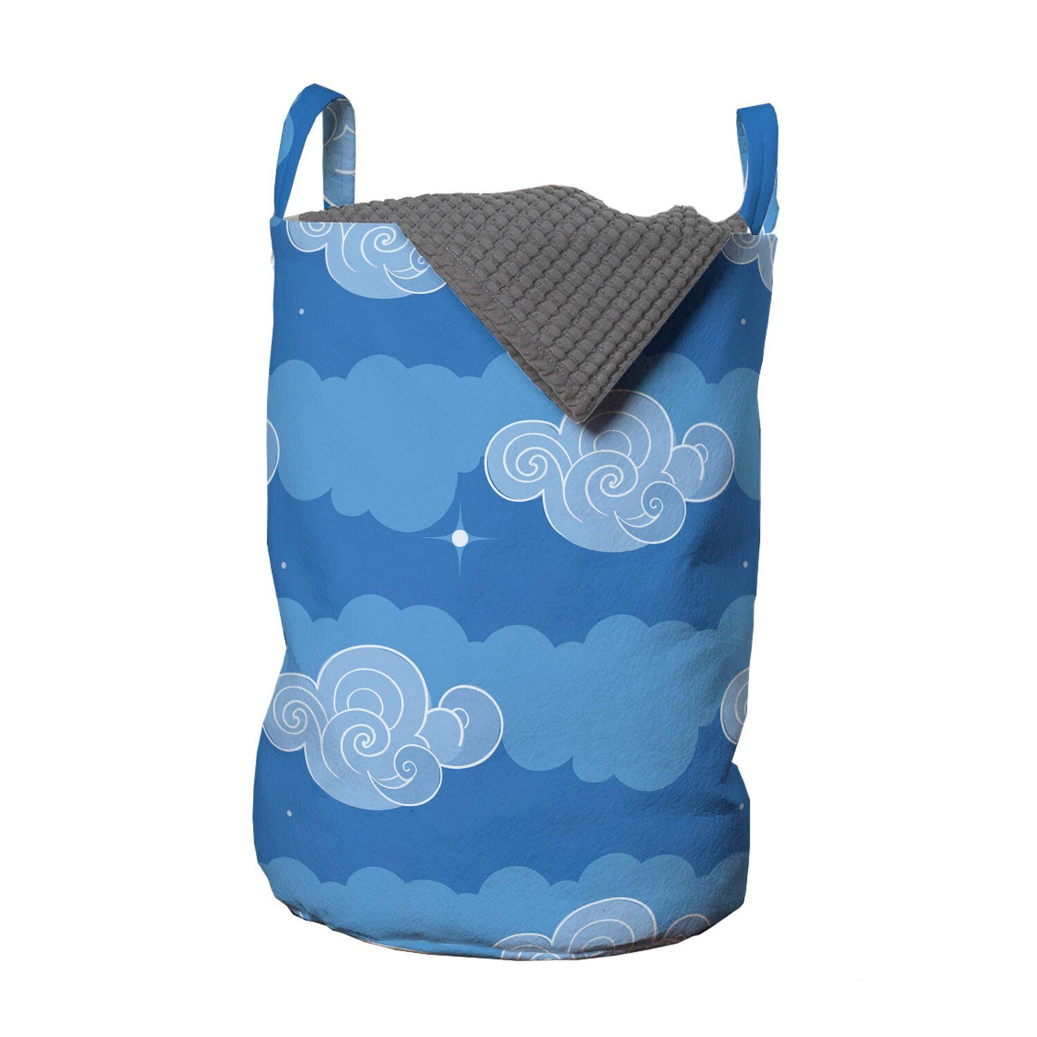 Abakuhaus Wäschesäckchen Wäschekorb mit Griffen Kordelzugverschluss für Waschsalons, Abstrakt Himmel mit Wolken-Gekritzel