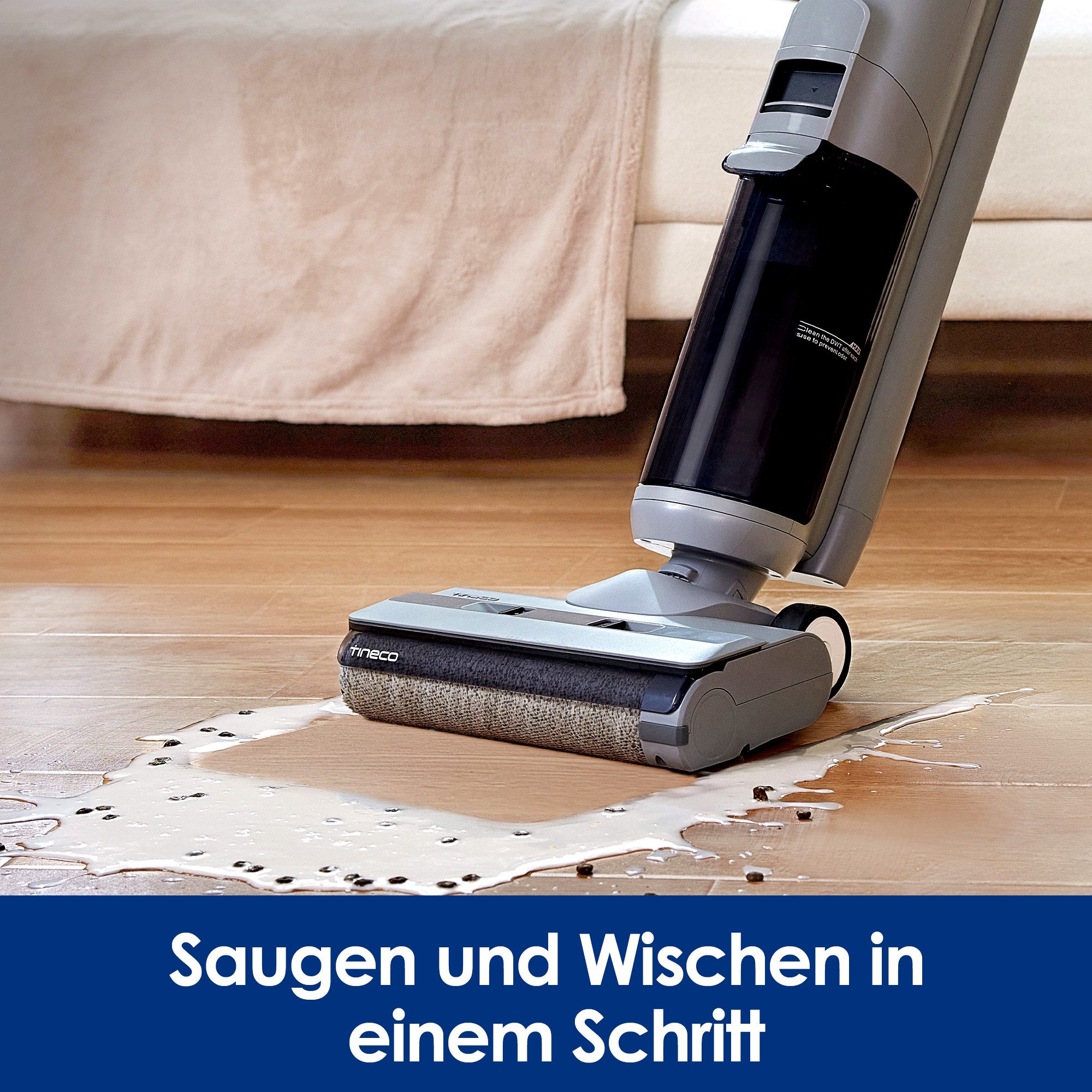 Tineco Nass-Trocken-Sauger Tineco iFLOOR 5 Breeze mit automatischer Selbstreinigung, 190 W, beutellos, 35 Min Akku, Tierhaarfilter, Hartbodenreiniger, Doppeltank