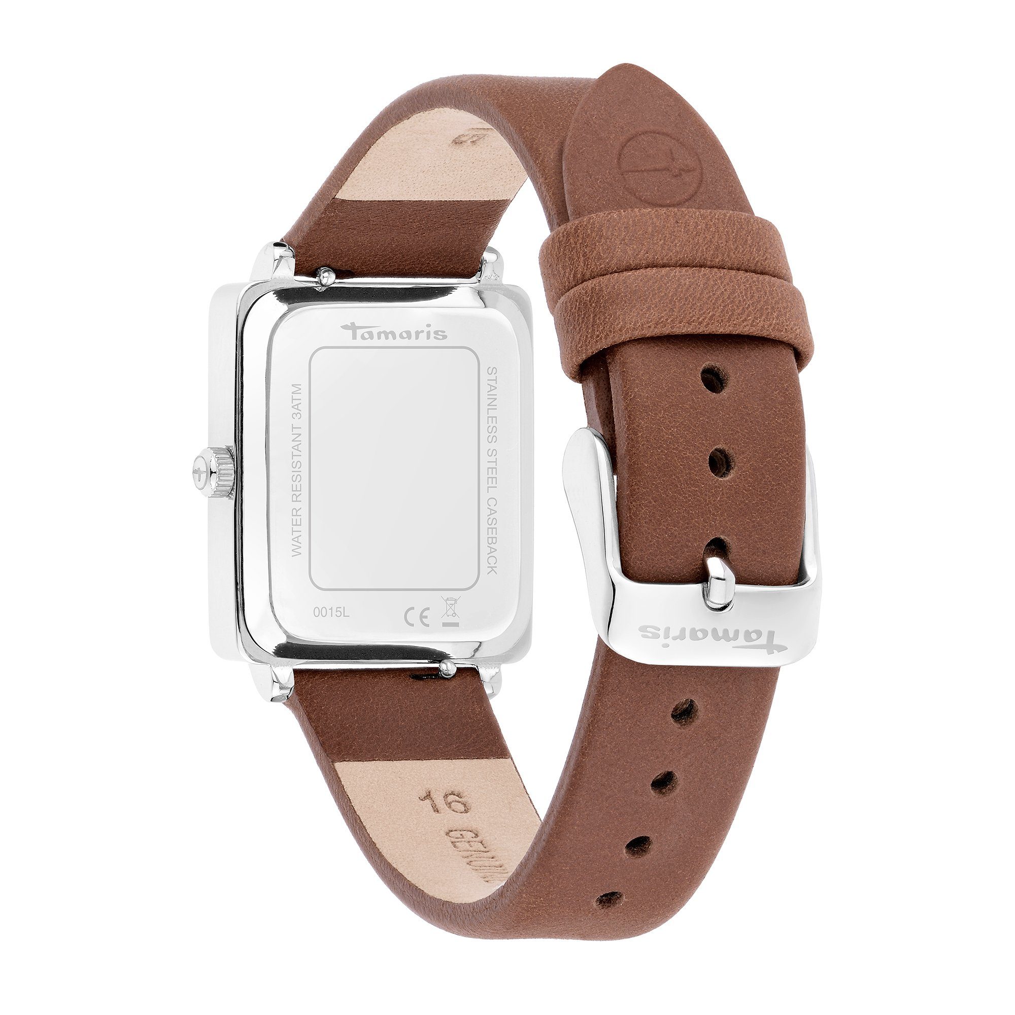 Tamaris Quarzuhr The Square Echtleder