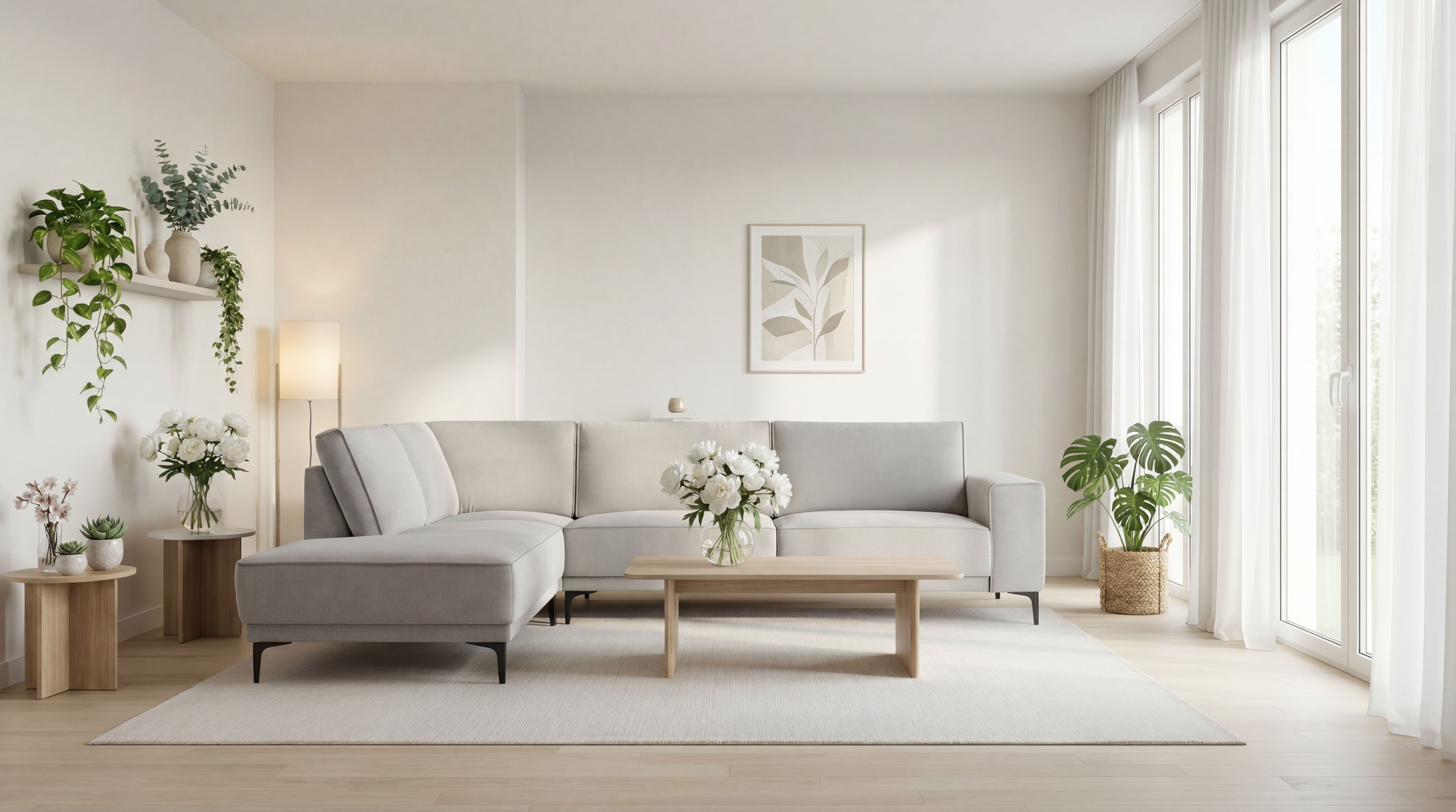 OTTO home Ecksofa OLAND L-Form, B: 289 cm, Skandi-Design, Struktur, Flachgewebe, Luxus-Microfaser, Boucle