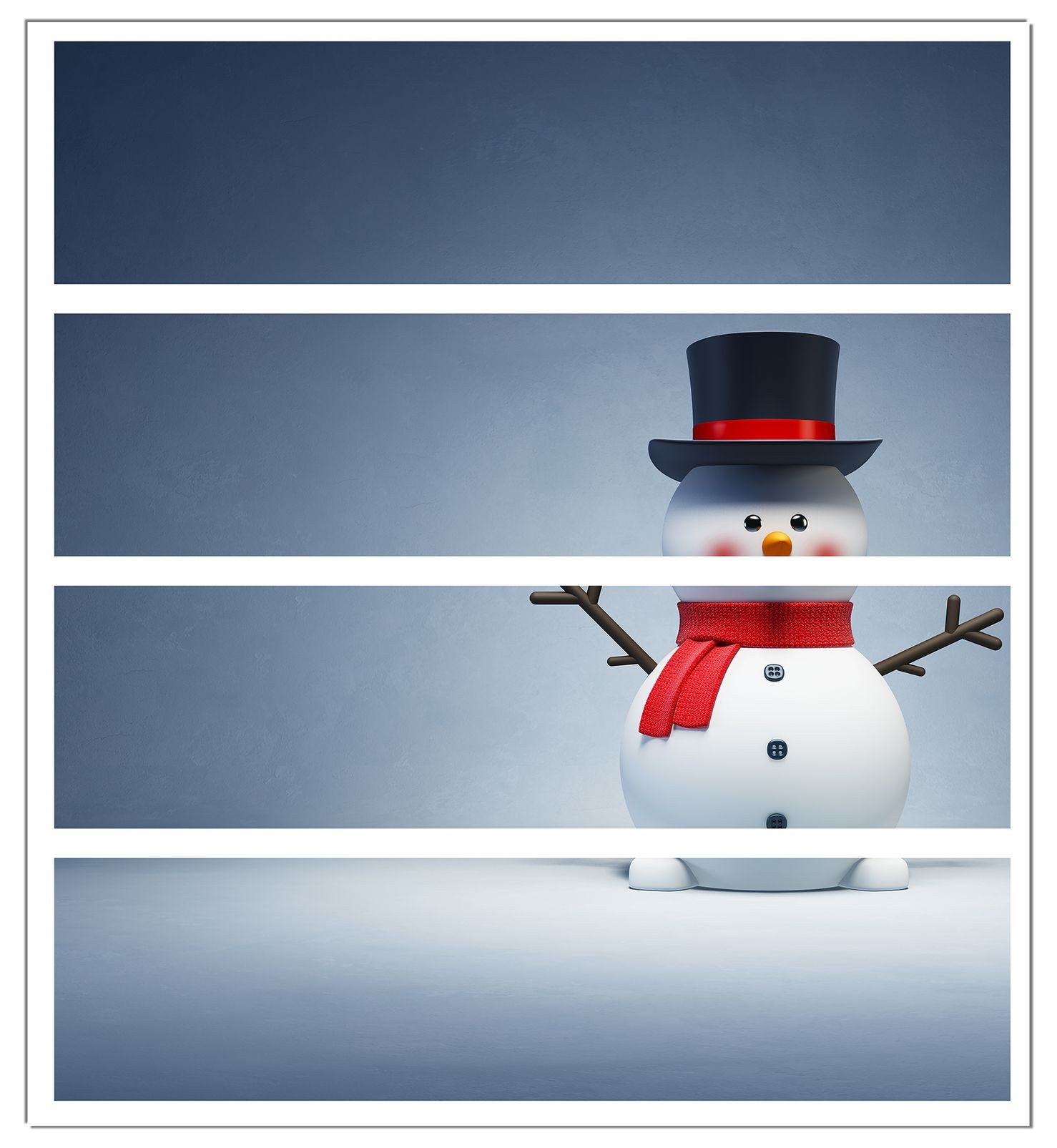 Wallario Möbelfolie Winterstimmung - Frecher Schneemann mit Zylinder und rotem Schal