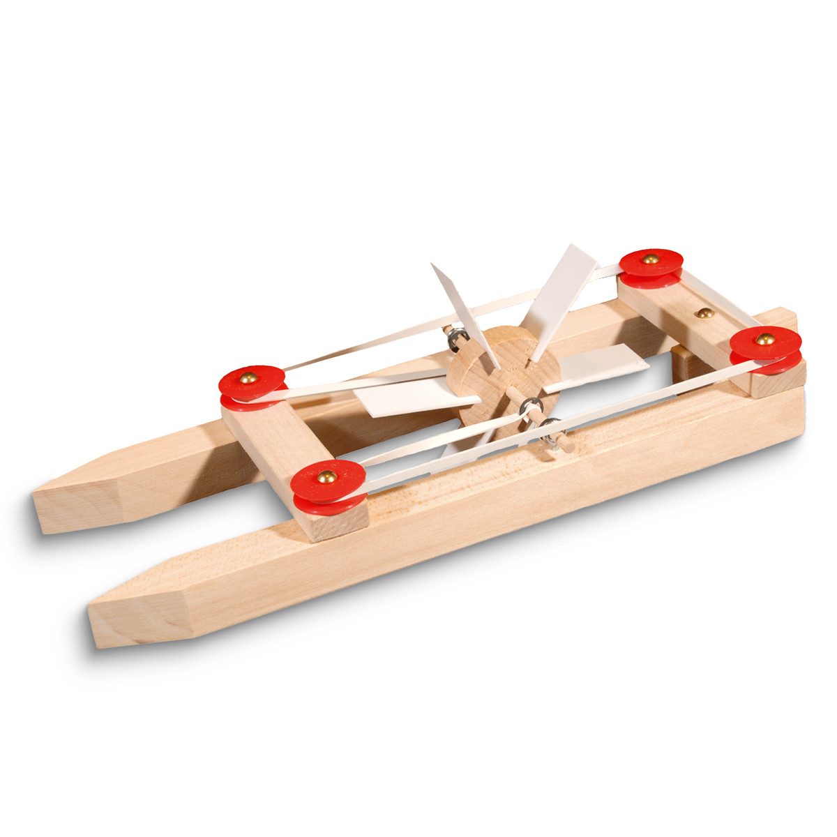 matches21 HOME & HOBBY Katamaran Holz Gummimotor Bausatz Kinder Holzbaukasten
