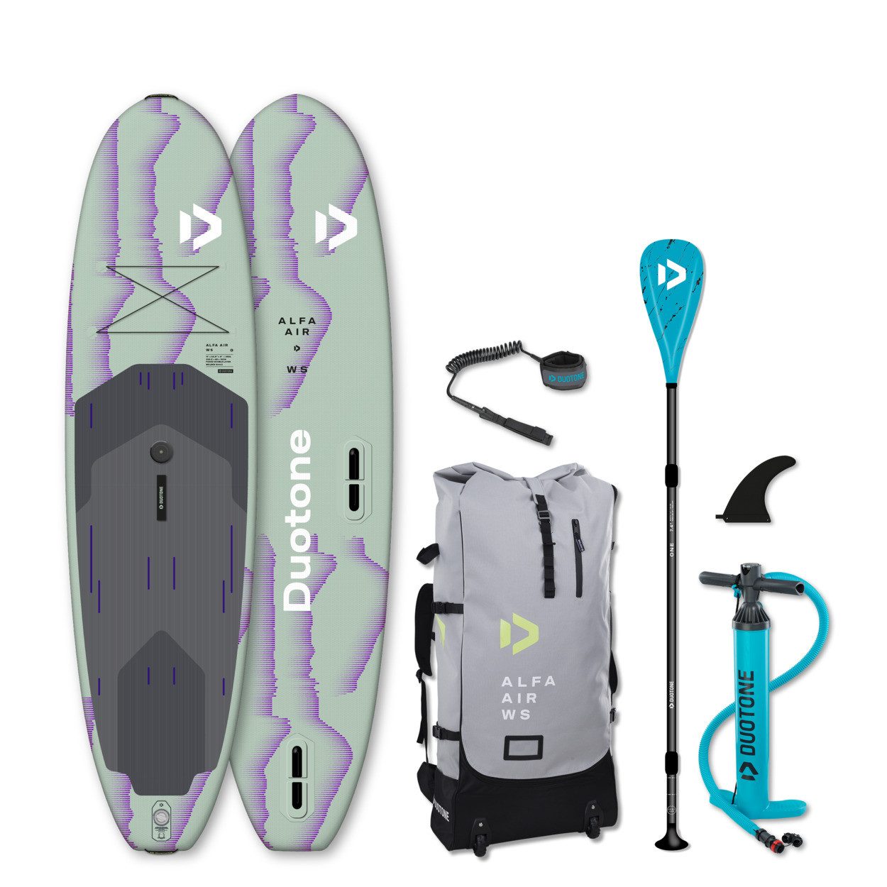 DuoTone SUP-Board DUOTONE ALFA WS AIR 11'0 iSUP Windsurf SUP Board Set Familie 11,2kg