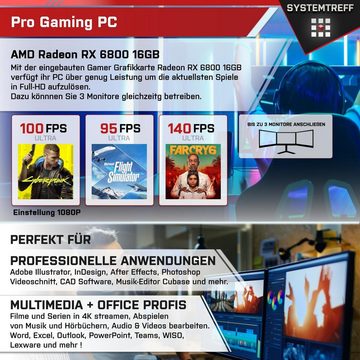 SYSTEMTREFF Gaming-PC (Intel Core i7 12700, Radeon RX 6800, 16 GB RAM, 1000 GB SSD, Luftkühlung, Windows 11, WLAN)