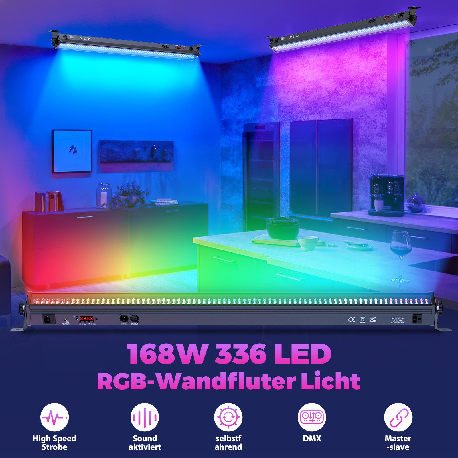 ZonQoonz Discolicht 168W Wandwasch-LED-Lichtleiste 336-teilig 5050 SMD für Club KTV