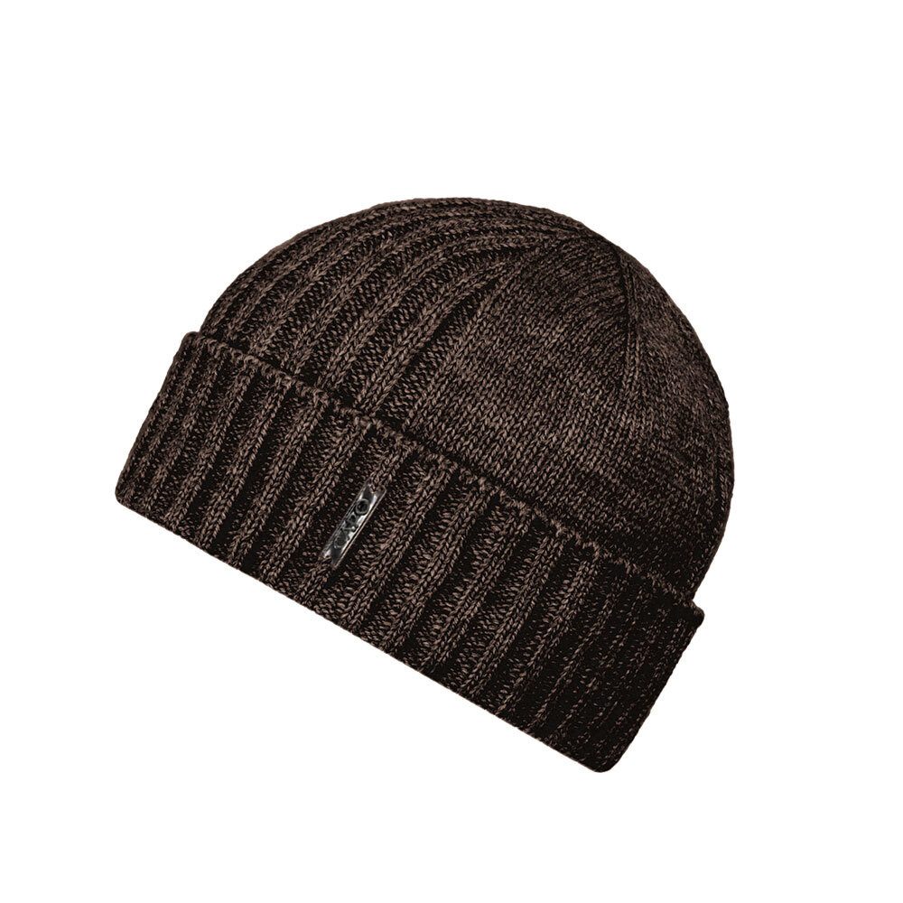 CAPO Strickmütze Strickmütze, Strukturmix Fleecestreifen (1-St)