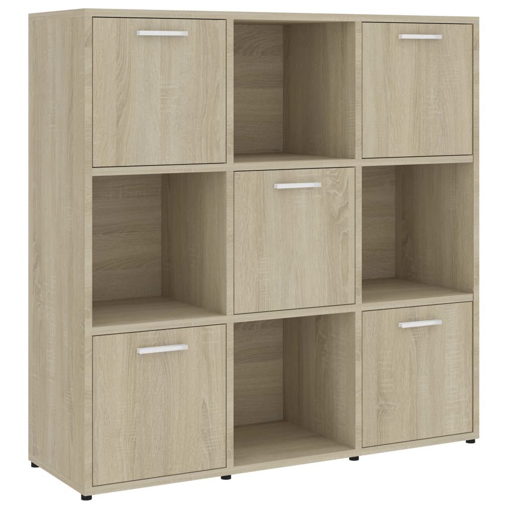 furnicato Bücherregal Sonoma-Eiche 90x30x90 cm aus Holzwerkstoff mit 9 Fächern, 1-tlg.