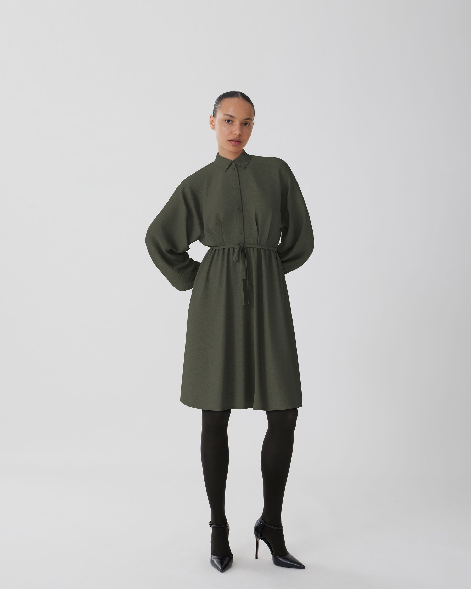 Vila Shirtkleid Mit Umlegekragen und durchgehender günstig online kaufen