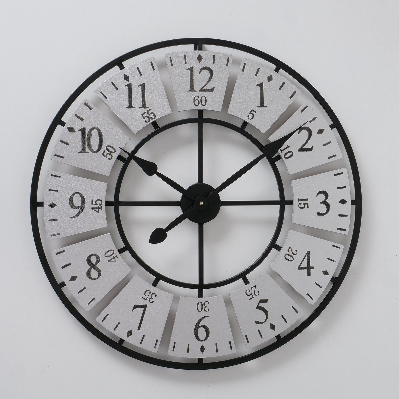 Uhr silber/schwarz B70cm, Metall BOLTZE Wanduhr "Galena" aus in