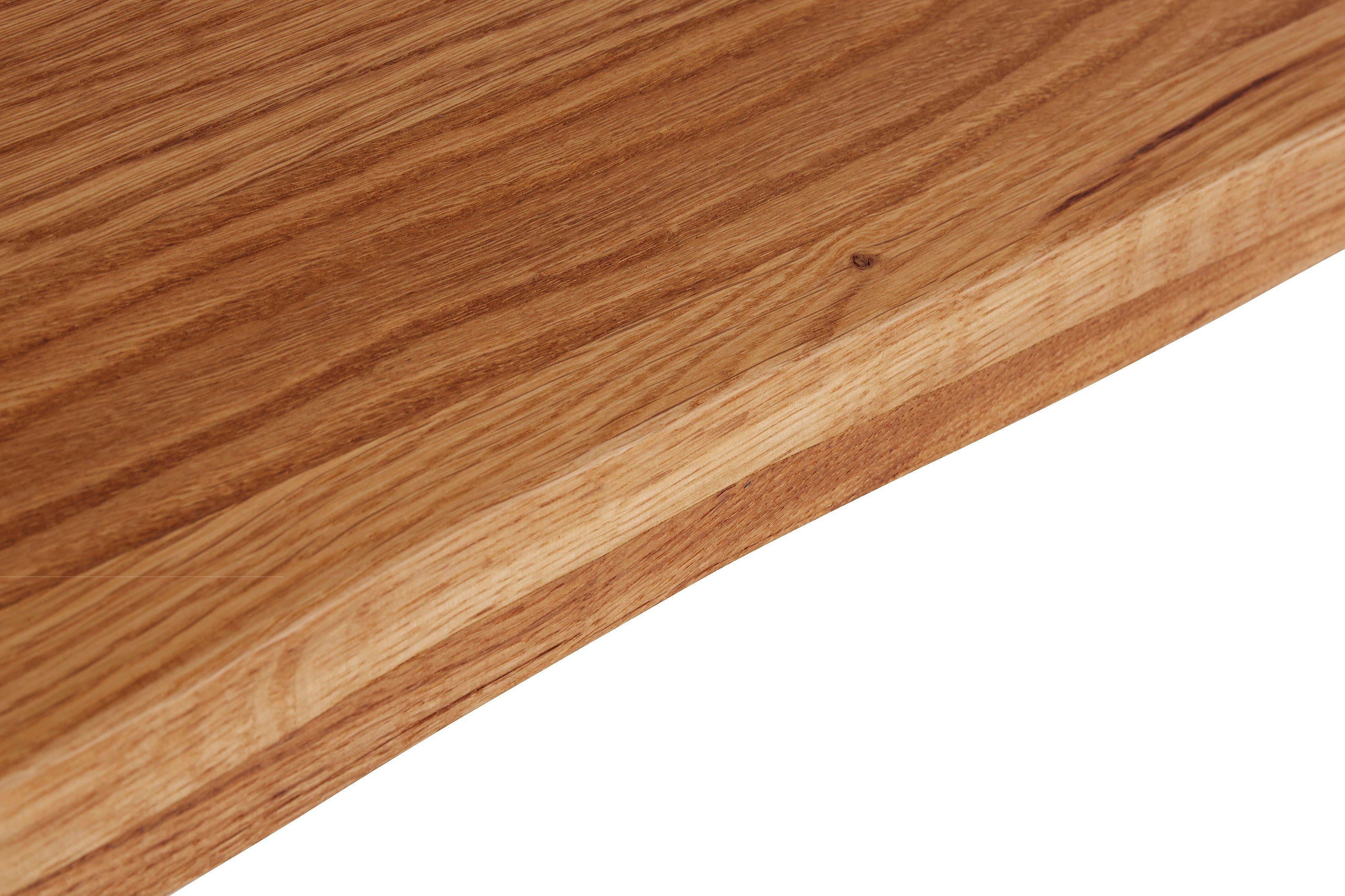 TaBoLe Möbel Baumkantentisch Nevio, Tischplatte Wildeiche Massivholz Baumkante, Gestell Metall Spider