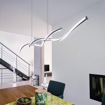 Paul Neuhaus Smarte LED-Leuchte LED Pendellampe Q - MALINA Smart Home CCT, Smart Home, CCT-Farbtemperaturregelung, Dimmfunktion, Memoryfunktion, mit Leuchtmittel, Hängelampe dimmbar per Fernbedienung, wellenförmig