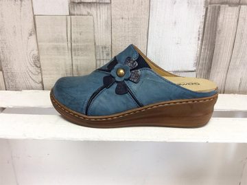 Gemini Gemini Damen Clog jeansblau mit blauer Blüte, herausnehmbares Fußbett Pantolette