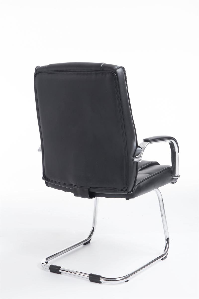 TPFLiving Besucherstuhl Athena mit Konferenzstuhl chrom (Küchenstuhl Sitzfläche: schwarz - Kunstleder Wohnzimmerstuhl), hochwertig Esszimmerstuhl gepolsterter - - - Gestell: Sitzfläche Metall