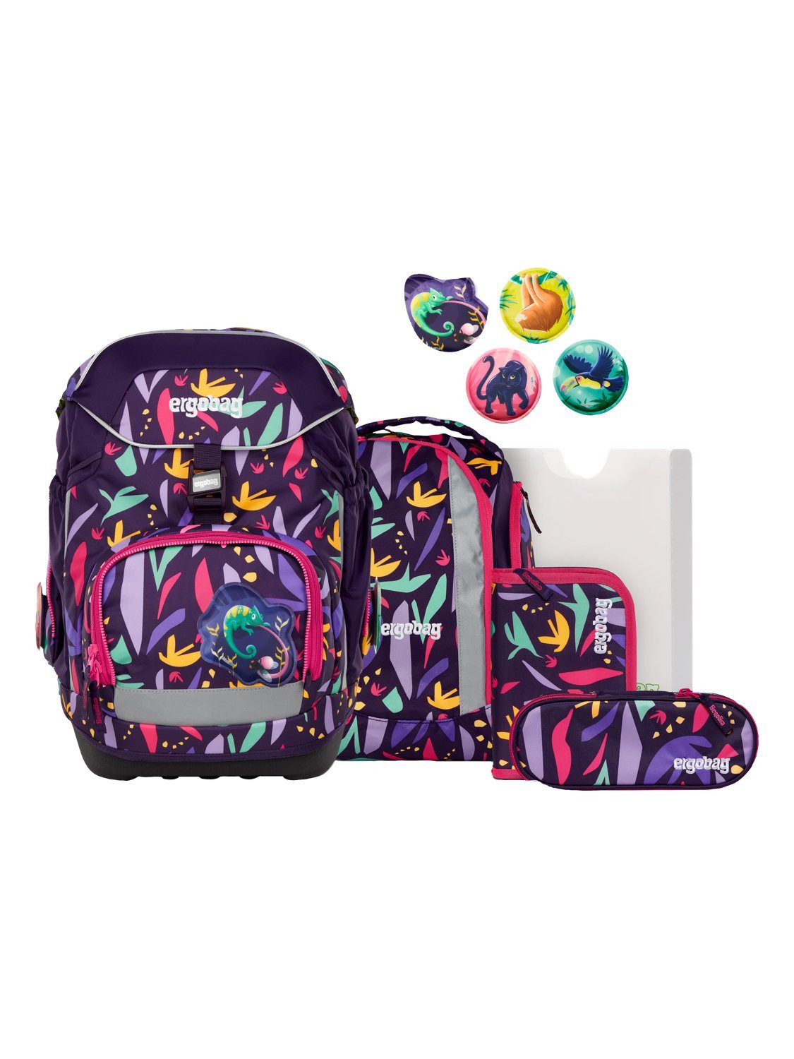 ergobag Schulranzen pack Set (6-tlg., 6-teiliges Set), größenverstellbares Rückensystem