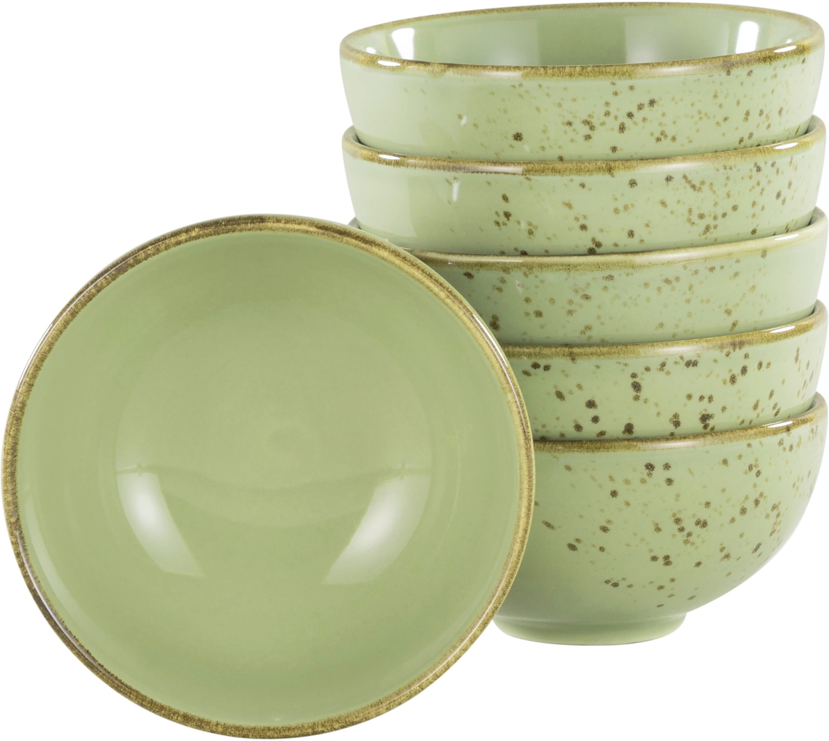 CreaTable Dipschale NATURE COLLECTION, Steinzeug, (Set, 6-tlg), Snackschale, Ø 11,5 cm