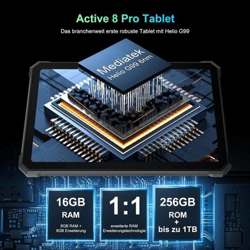 blackview Tablet (10,36", 256 GB, Android 13, 2,4G+5G, Outdoor Tablet, 2.4K FHD, 33W 22000mAh Akku 48MP Kamera mit ArcSoft)