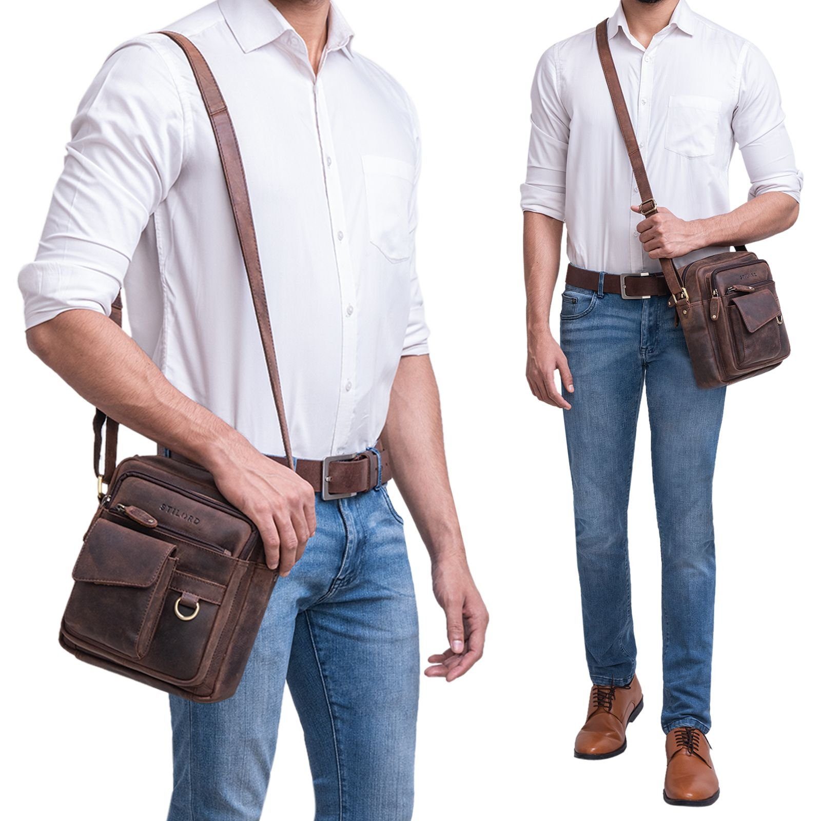 STILORD Schultertasche "Ryan" Crossbody Tasche Herren Leder zum Umhängen Vintage Ledertasche