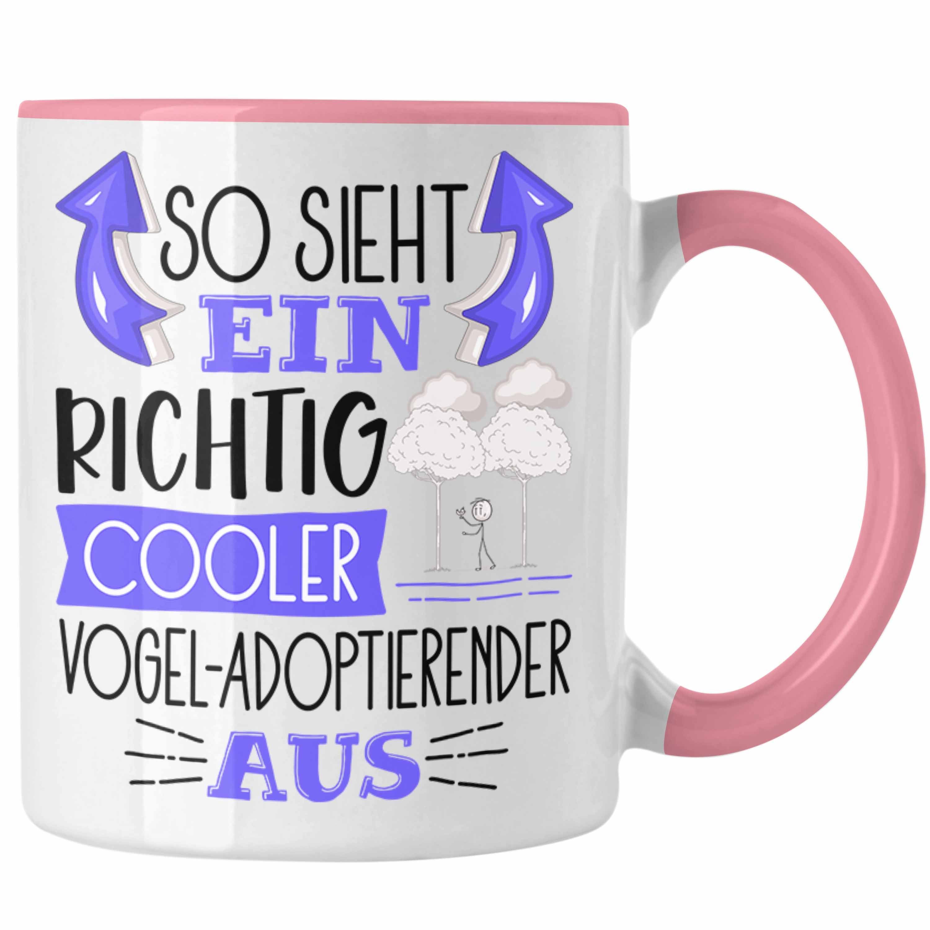 So Trendation Vogel-Adoptierender Sieht Tasse Tasse Ein Rosa Vogel-Adoptieren Richtig Cooler