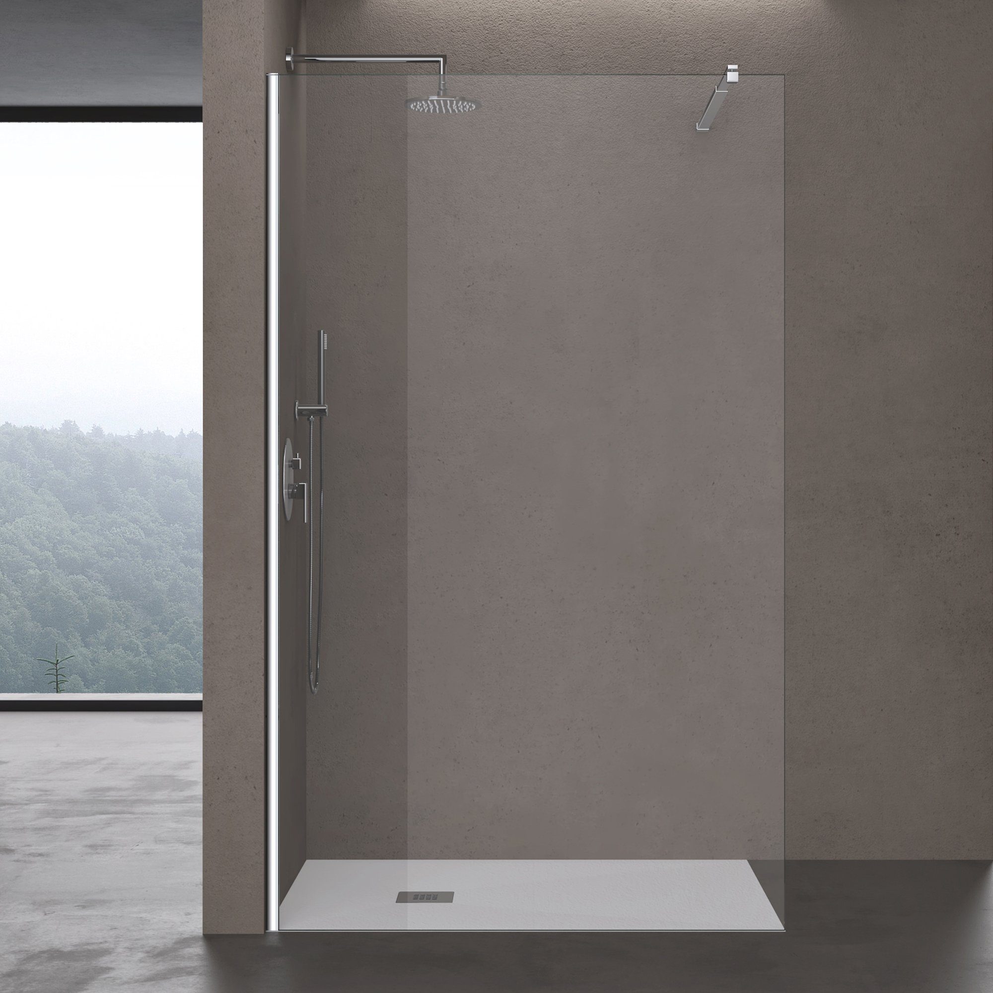 doporro Walk-in-Dusche Duschkabine Duschwand Duschabtrennung 8-10mm ESG NANO H:200cm B02K, Einscheibensicherheitsglas