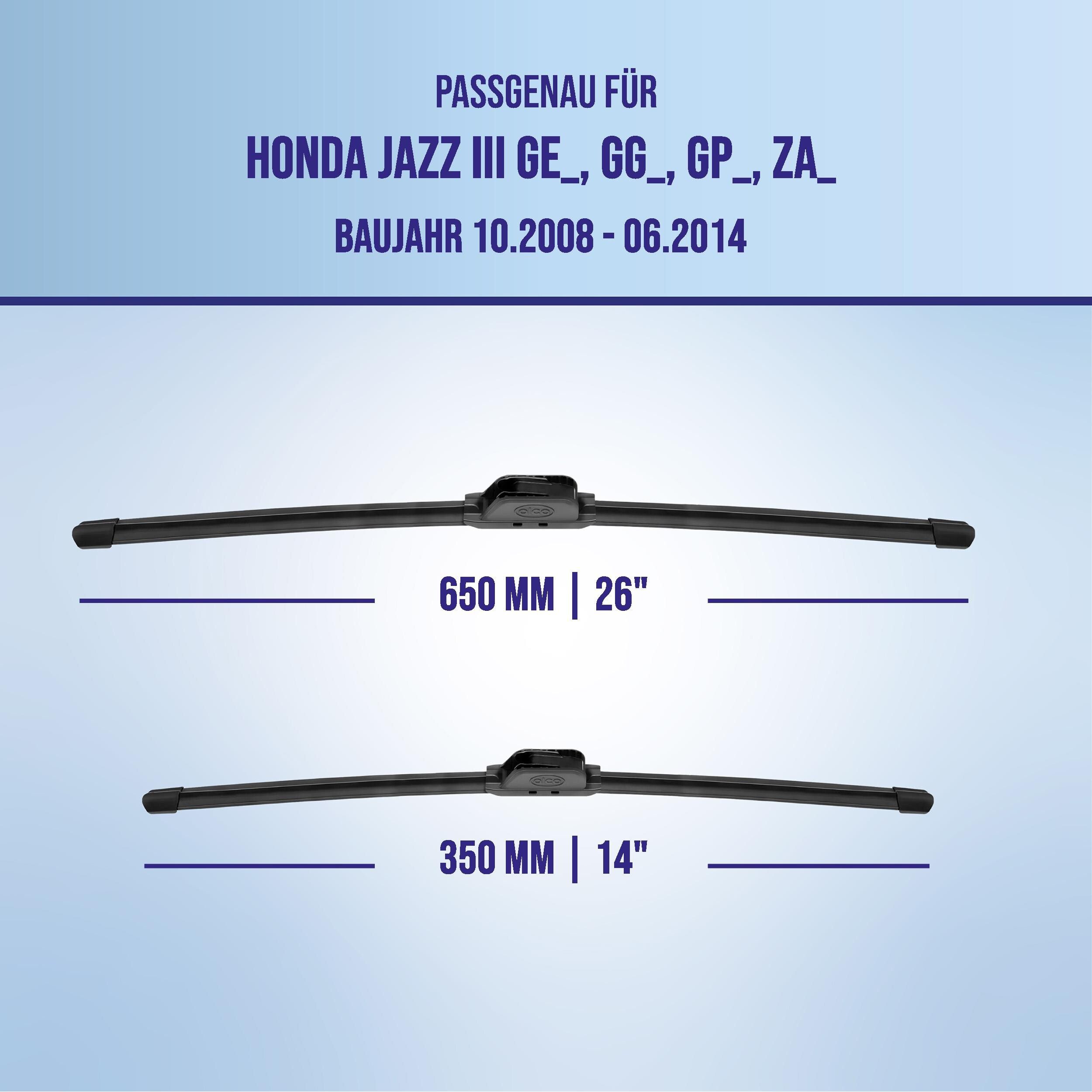 alca Scheibenwischblätter passend für HONDA JAZZ III, 10.2008 - 06.2014, Frontscheibe, (Packung, 2-St., Scheibenwischer), mit Nano Graphit Beschichtung