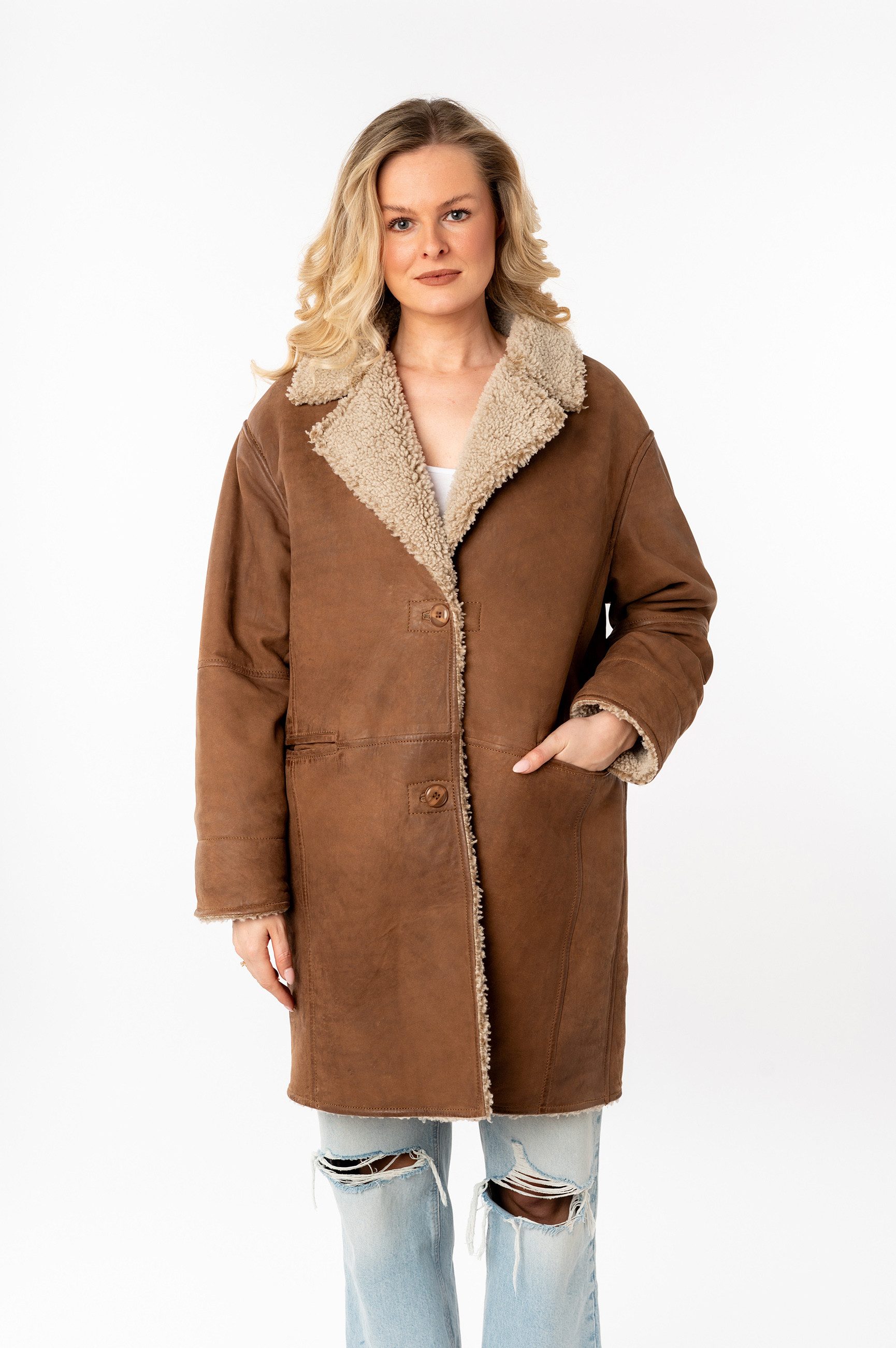 Mauritius Ledermantel MWXofia OS mit Reverskragen, Oversized Fit günstig online kaufen