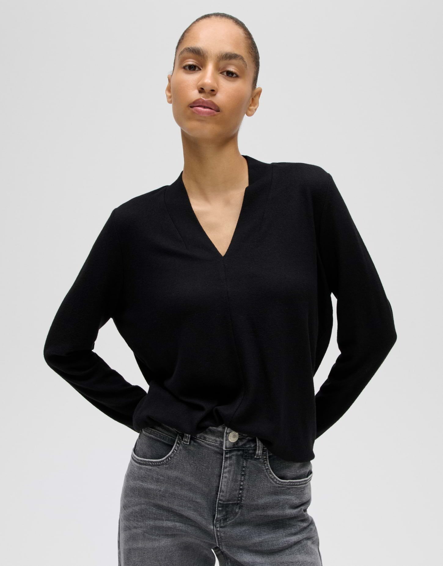 OPUS Langarmshirt Longsleeve aus ECOVERO™ Viskosemix Regular Fit