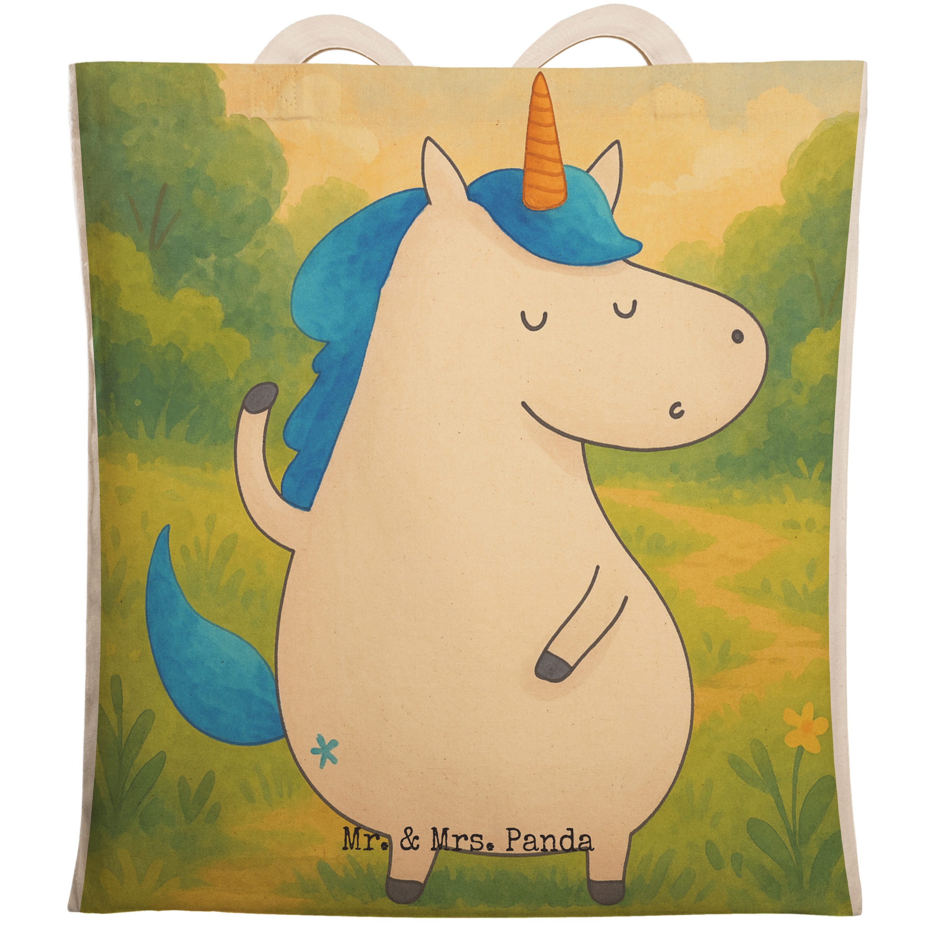 Mr. & Mrs. Panda Tragetasche Einhorn Mann Design, Tote Bag, Weiß, Beuteltasche, Stofftragetasche, (Packung), BFF Unicorn Beutel