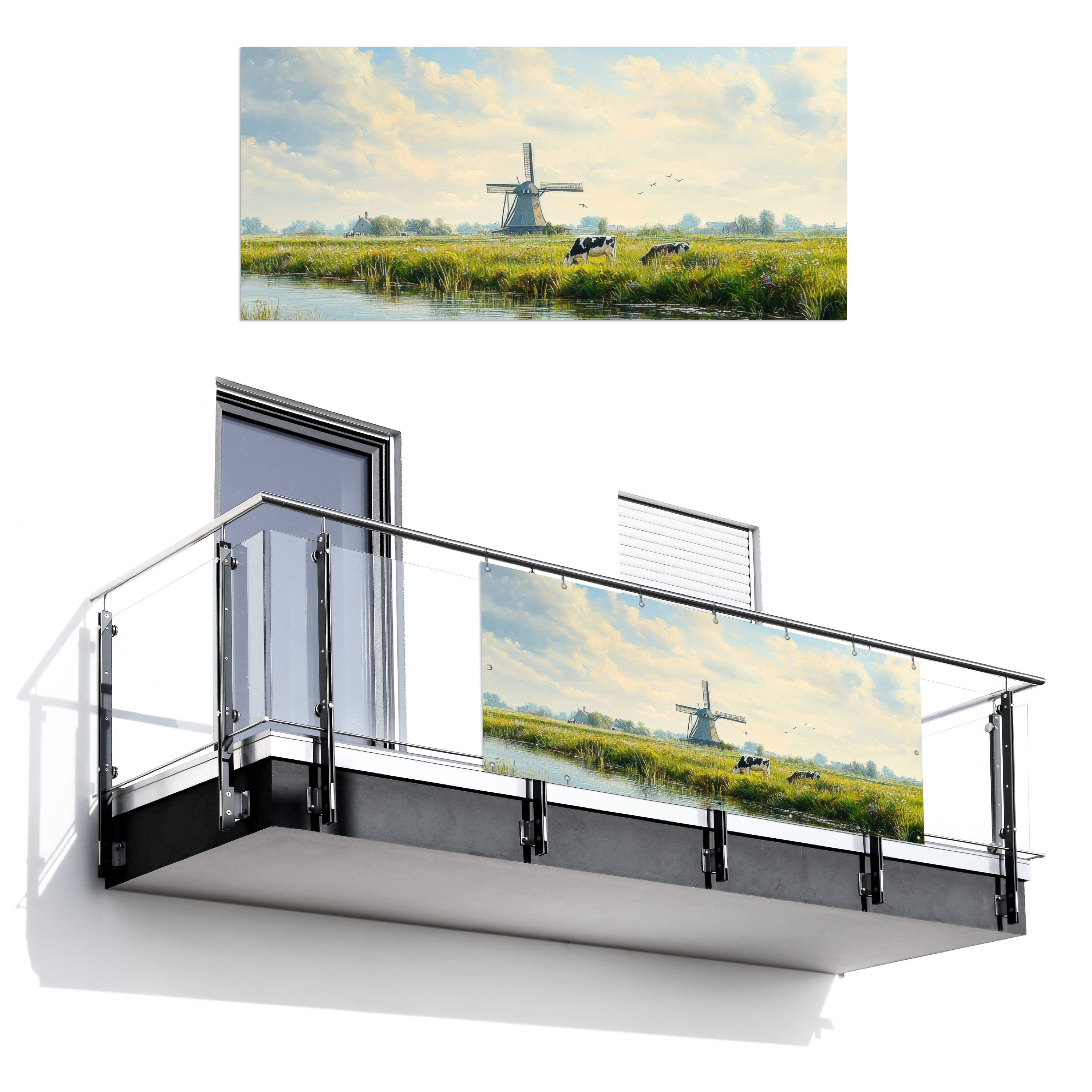 MuchoWow Balkonsichtschutz Kühe - Windmühle - günstig online kaufen