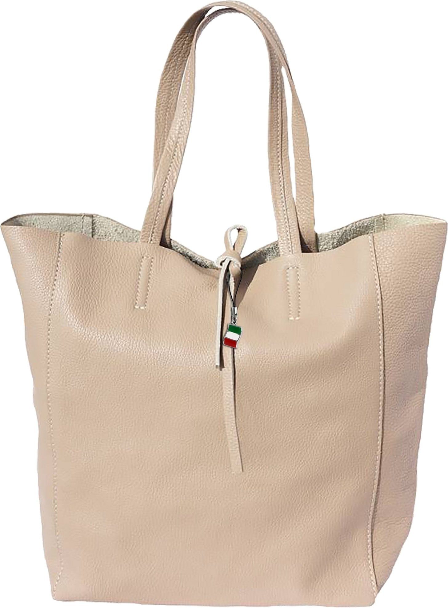 Schultertasche Florence ital. Echtleder Shopper beige