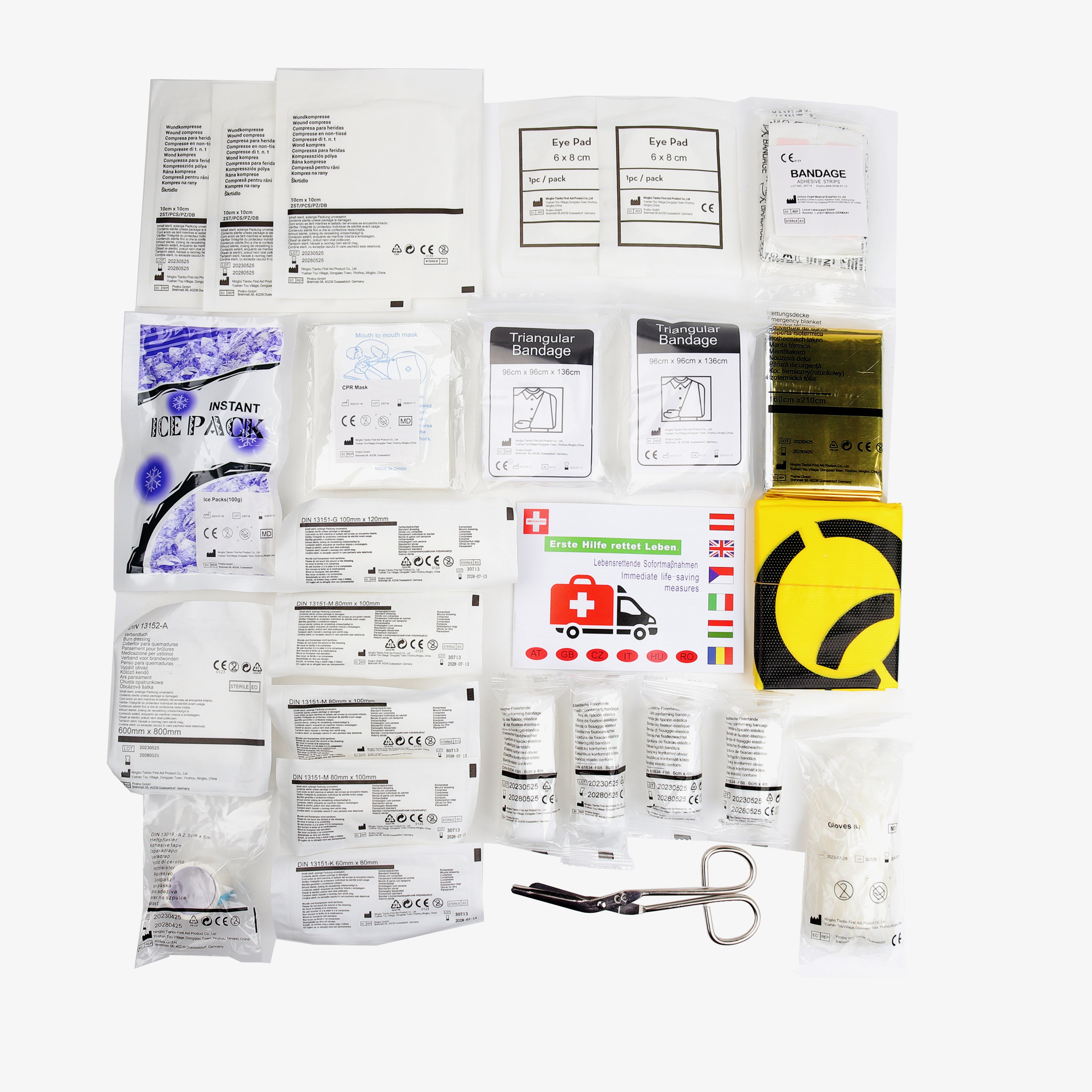 FireMat Erste-Hilfe-Koffer Premium DIN 13157: 64-teilig + Wandhalter & Rettungsschilder, (1 St)