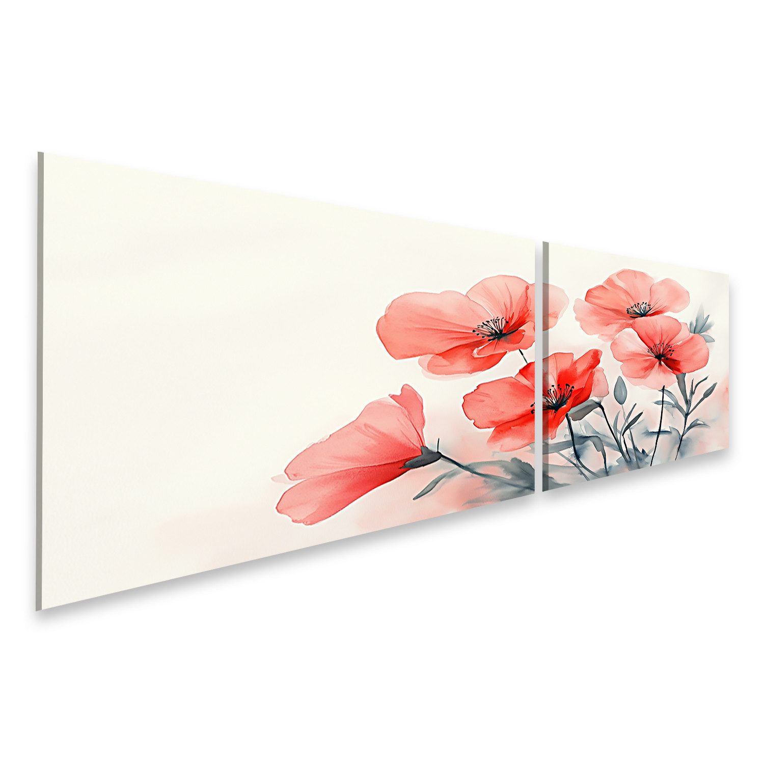 islandburner Leinwandbild Aquarell rote Blüten Eleganz