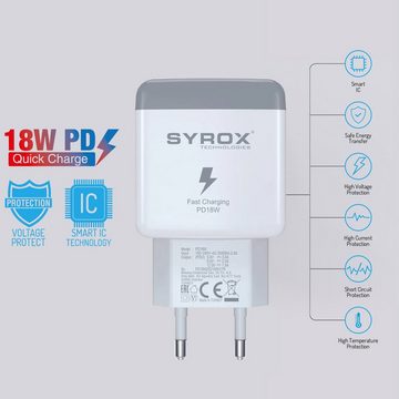 Syrox 18W PD 3.0A Lightning iPhone Schnellladegerät Set Smartphone-Ladegerät