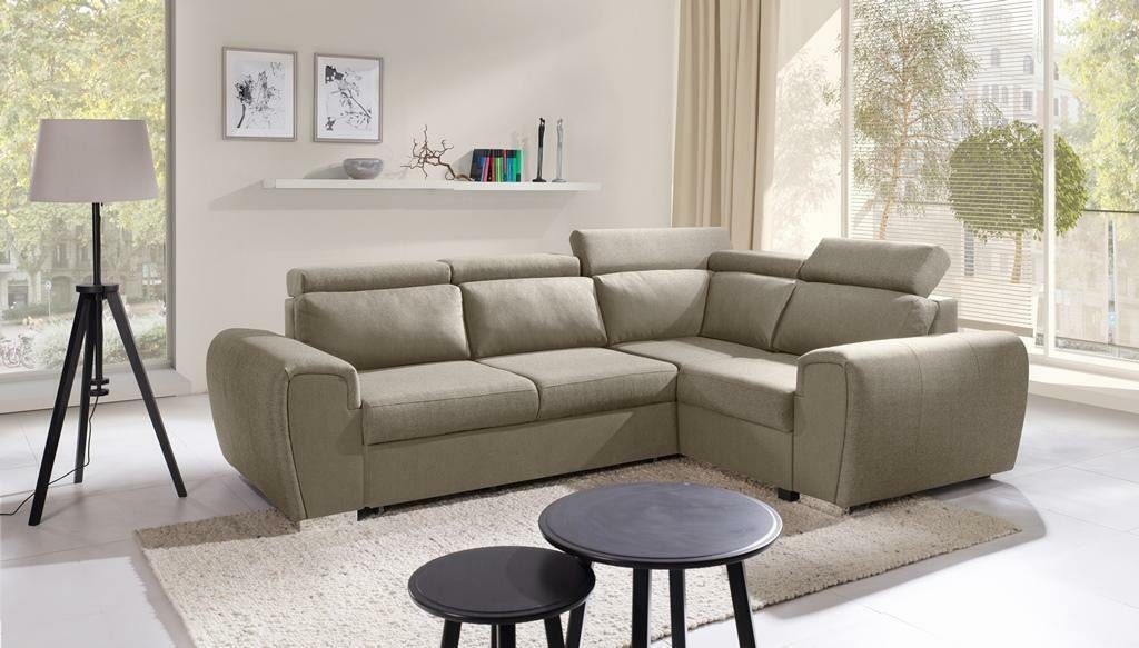 JVmoebel Ecksofa, Sofa Schlafsofa Designer Sofa mit Bettfunktion - Bettkasten Ecksofa Beige