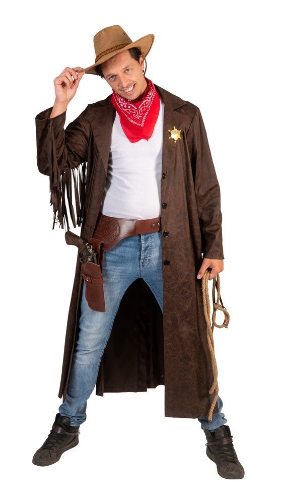 Funny Fashion Kostüm Cowboy Mantel Greg mit Fransen - Braun