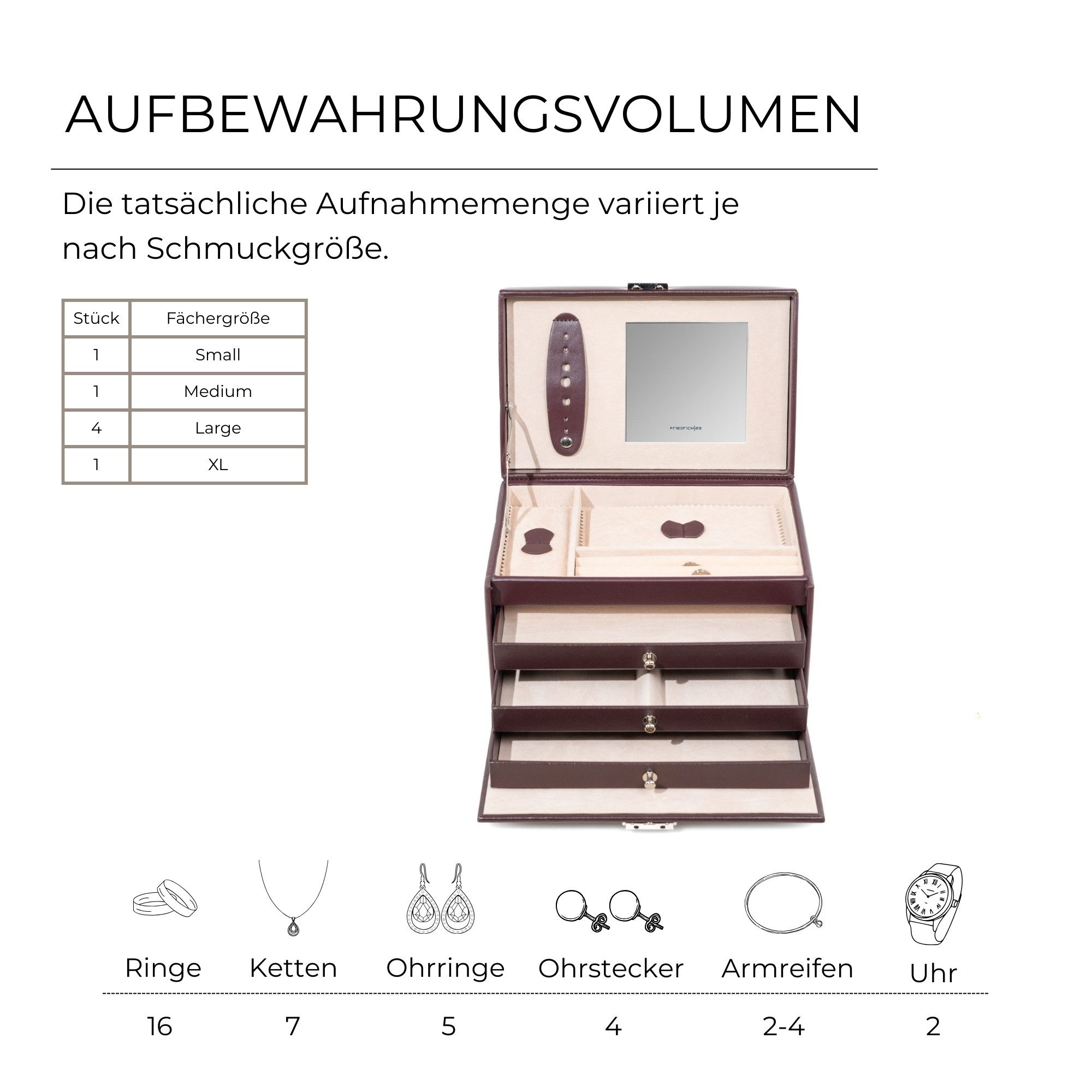 Friedrich23 Schmuckkasten aus Leder Classico