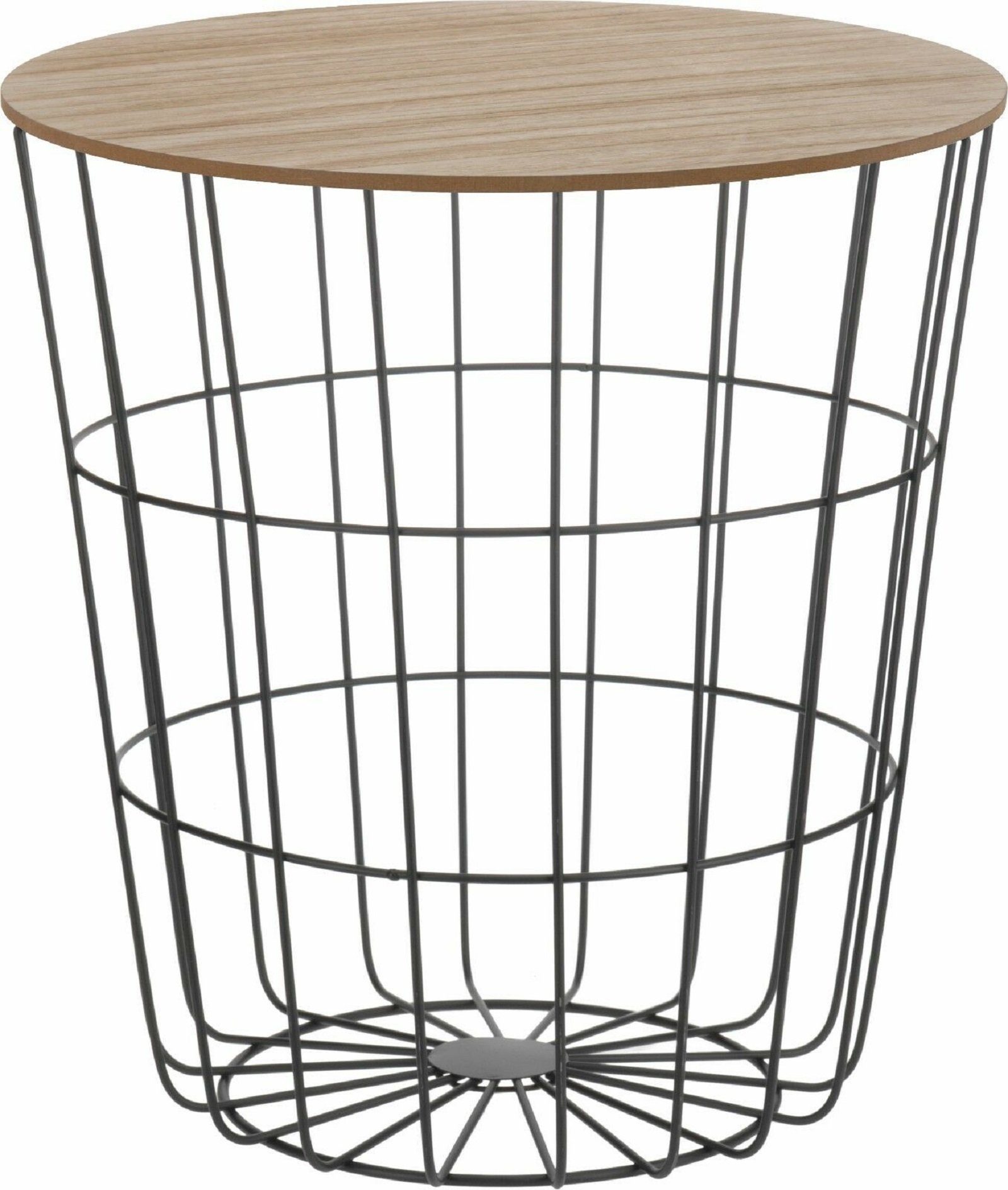 Meinposten Beistelltisch Tisch mit Stauraum Ø 39 cm H=41 cm Metall/Holz Nachttisch Schwarz, Durchmesser ca. 39 cm Höhe ca. 41 cm