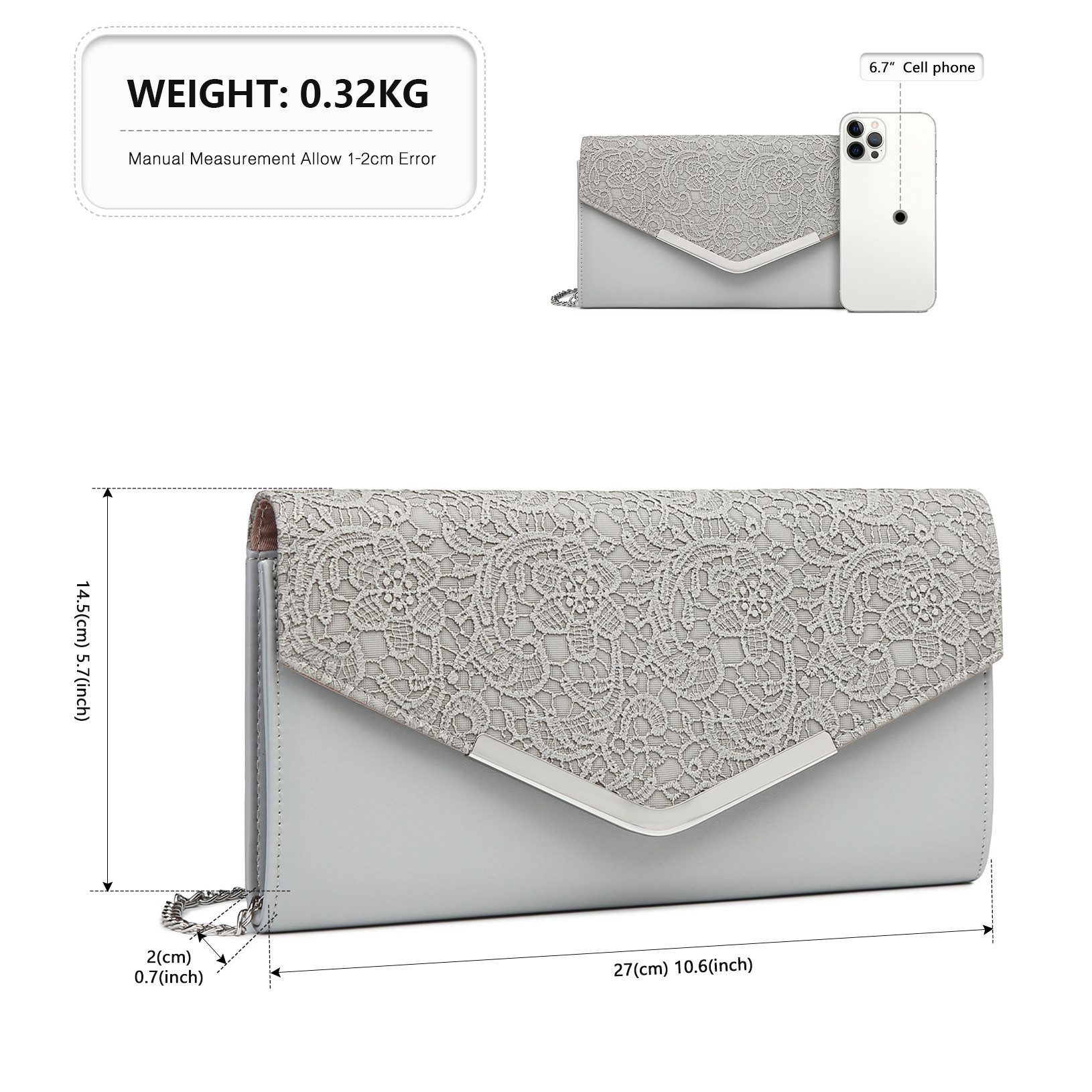 Miss Lulu Abendtasche Elegante Clutch Bag mit Kette für Damen als Umhängeta günstig online kaufen